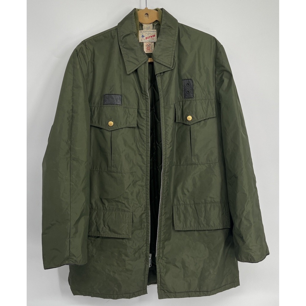 Vintage US Border Patrol Green Field Jacket Nylon Utility Parka Uniform Size L